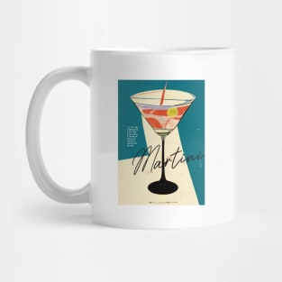 Martini Retro Poster At Night Bar Prints, Vintage Drinks, Recipe, Wall Art Mug